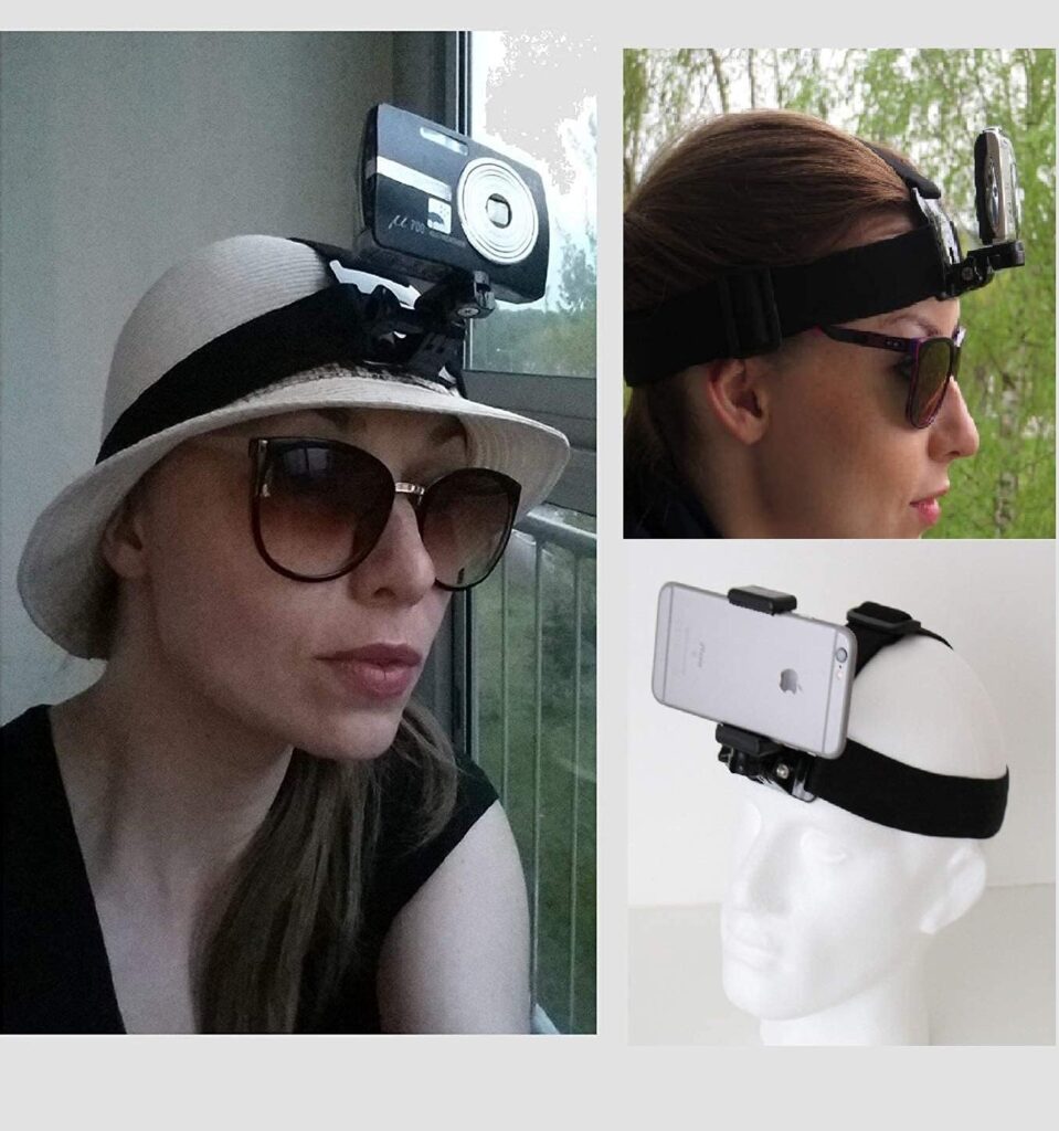 3 in 1 Mobile Phone, Camera, Action Cam Head Mount Harness Strap Holder Band, Used for Sports, Capture Best Moments
