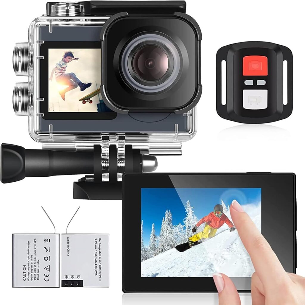 Action Camera 4K Underwater Camera External Microphone Waterproof 40M Ultra HD 20MP Camera 170 ° Ultra Wide Angle WiFi Camcorder, Gray