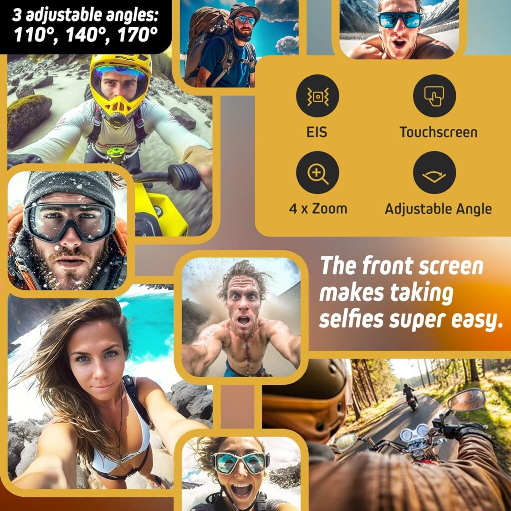 Action Camera 4K Underwater Camera External Microphone Waterproof 40M Ultra HD 20MP Camera 170 ° Ultra Wide Angle WiFi Camcorder, Gray