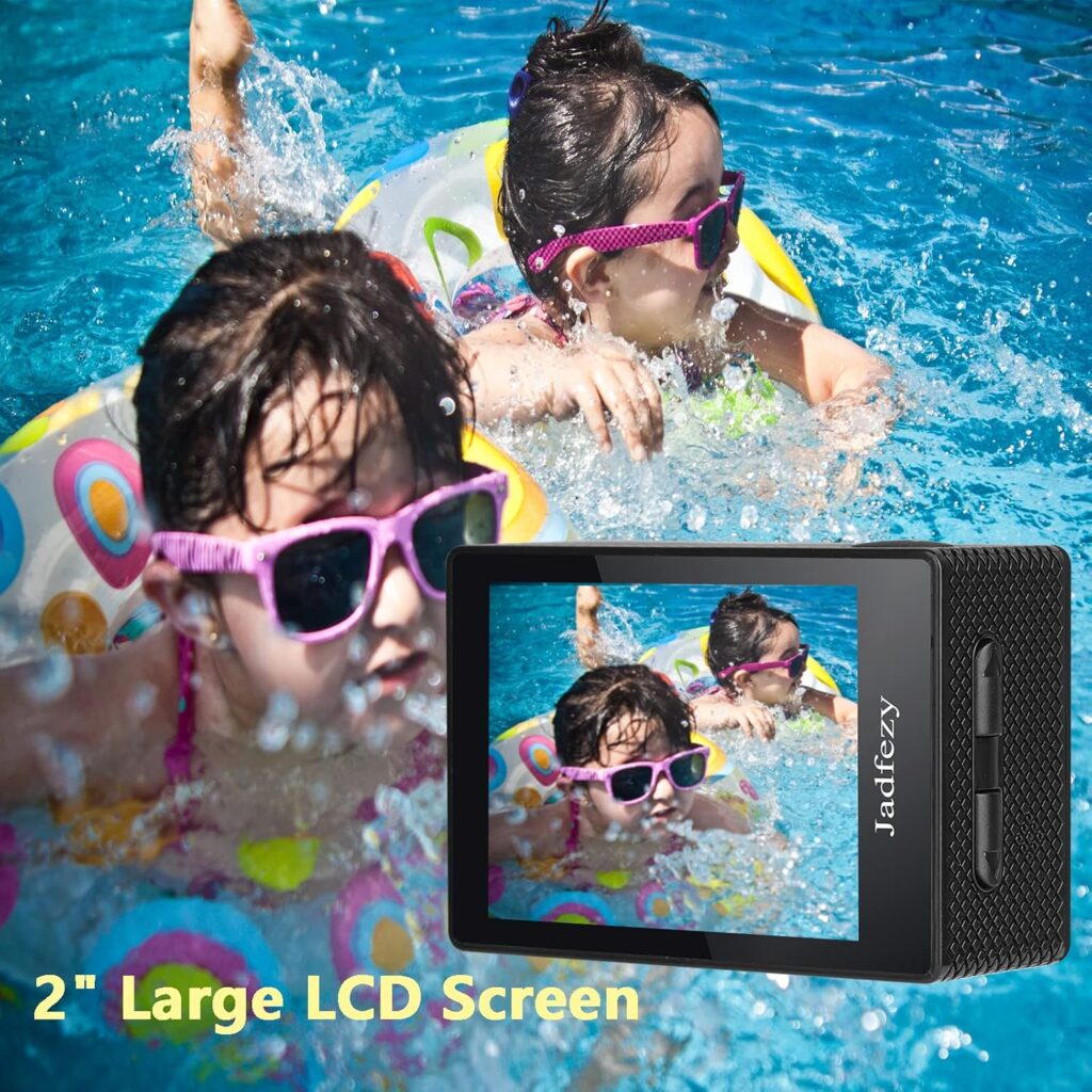 Action Camera FHD 1080P 12MP, 98FT/30M Underwater Waterproof Camera with 2 Batteries, Wide Angle Sports Camera with Accessories Kit Suitable for Helmet, Bicycle, etc.