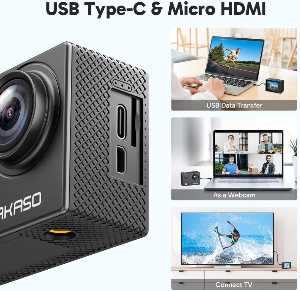 AKASO EK7000 4K30FPS 20MP WiFi Action Camera with EIS Ultra HD Underwater Camera 131FT Waterproof Camera Remote Control 4X Zoom Support External Microphone Black