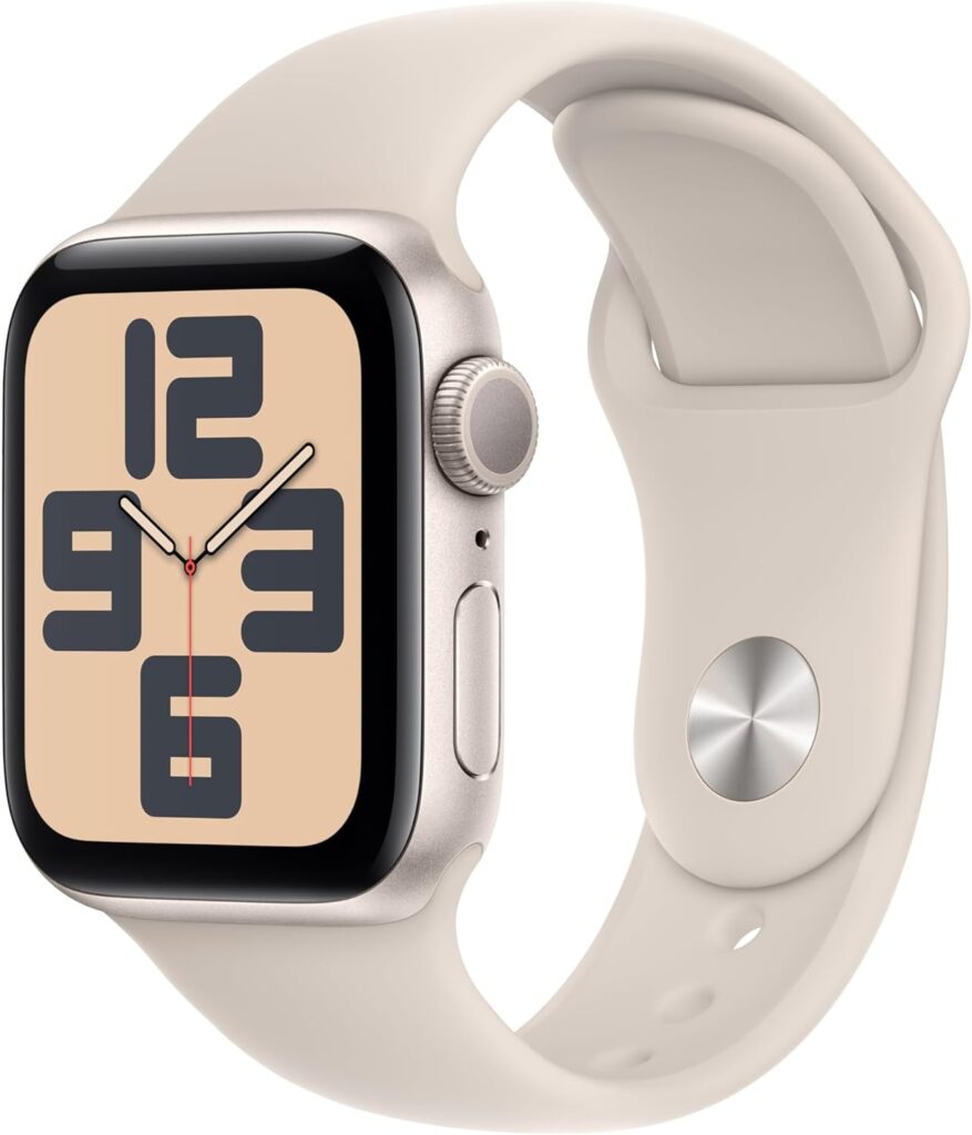 Apple Watch SE (2nd Gen) [GPS 40mm] Smartwatch with Starlight Aluminum Case with Starlight Sport Band S/M. Fitness  Sleep Tracker, Crash Detection, Heart Rate Monitor