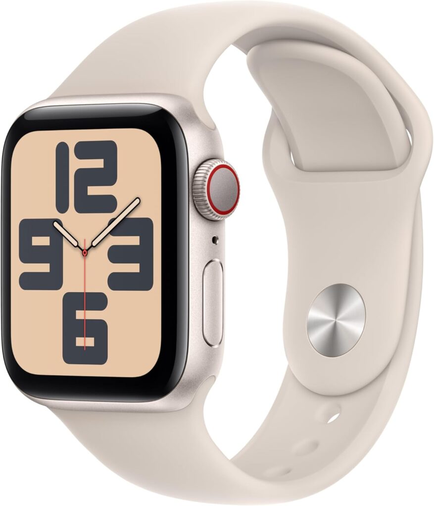 Apple Watch SE (2nd Gen) [GPS + Cellular 40mm] Smartwatch with Starlight Aluminum Case with Starlight Sport Band S/M. Fitness  Sleep Tracker, Crash Detection, Heart Rate Monitor