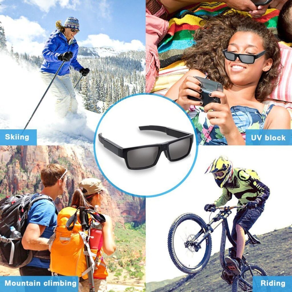 Camera Glasses, 1080P HD Outdoor Camera Video Glasses for Sports, Driving, Hiking, Fishing, Riding