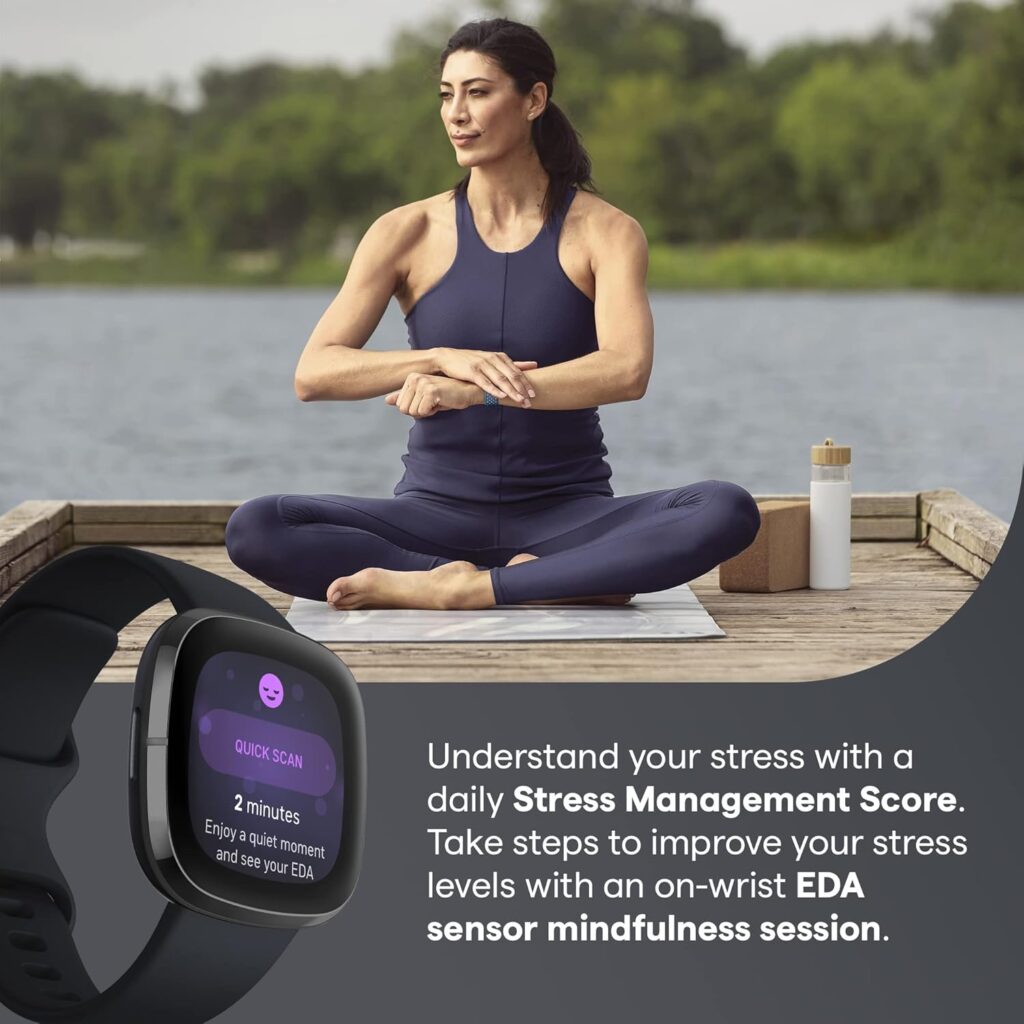 Fitbit Sense Advanced Smartwatch with Tools for Heart Health, Stress Management  Skin Temperature Trends, White/Gold, One Size (S  L Bands Included)