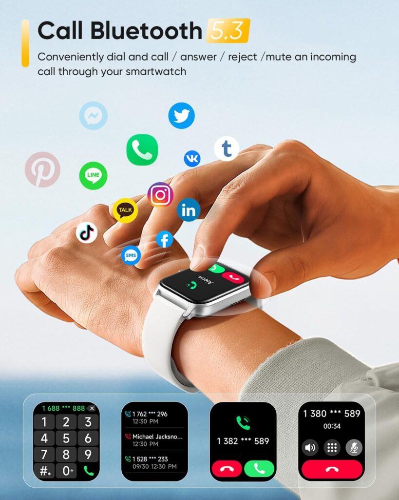 Fitpolo Smart Watch for Women Android  iPhone, Alexa Built-in [1.8 HD Screen] IP68 Waterproof Fitness Watch with Bluetooth Call (Answer/Make), Heart Rate/Sleep/SpO2 Monitor, 105+ Sports Trackers