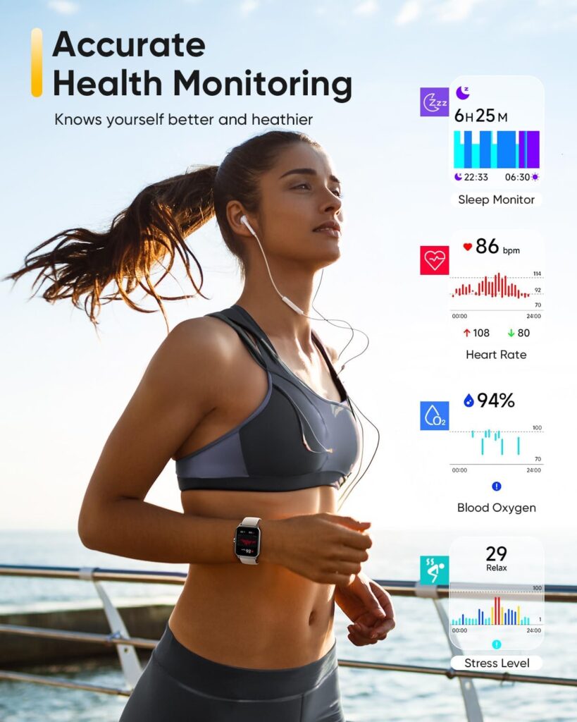 Fitpolo Smart Watch for Women Android  iPhone, Alexa Built-in [1.8 HD Screen] IP68 Waterproof Fitness Watch with Bluetooth Call (Answer/Make), Heart Rate/Sleep/SpO2 Monitor, 105+ Sports Trackers