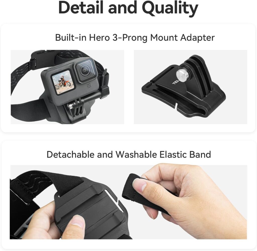 Head Strap Cap Clip Mount with Phone Clip Vertical Mount Kit, 2-in-1 Cellphone POV Selfie Holder Head Mount for GoPro Max Hero Insta360 DJI Action iPhone Android, Video, Vlog