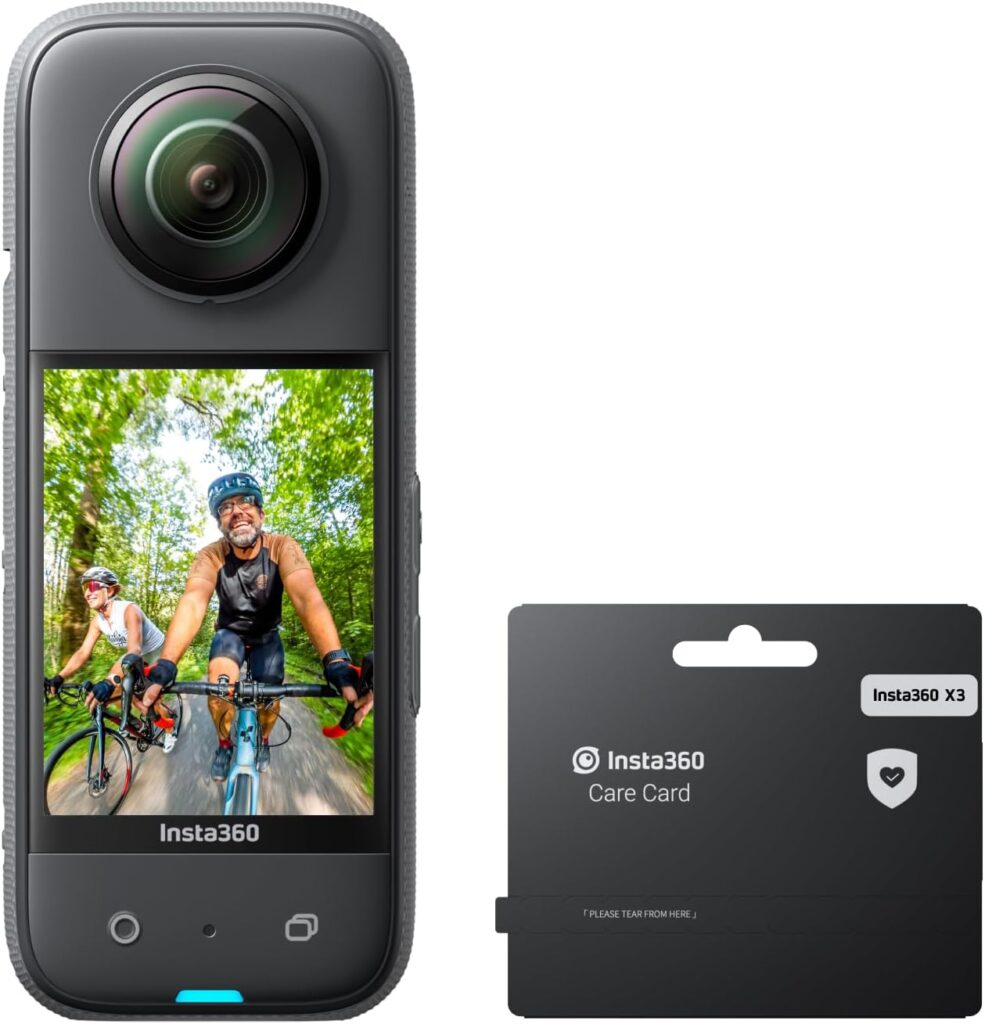 Insta360 X3 - Get Set Kit Waterproof 360 Action Camera with 1/2 48MP Sensors, 5.7K 360 Active HDR Video, 72MP 360 Photo, 4K Single-Lens, 60fps Me Mode, Stabilization, 2.29 Touchscreen, AI Editing