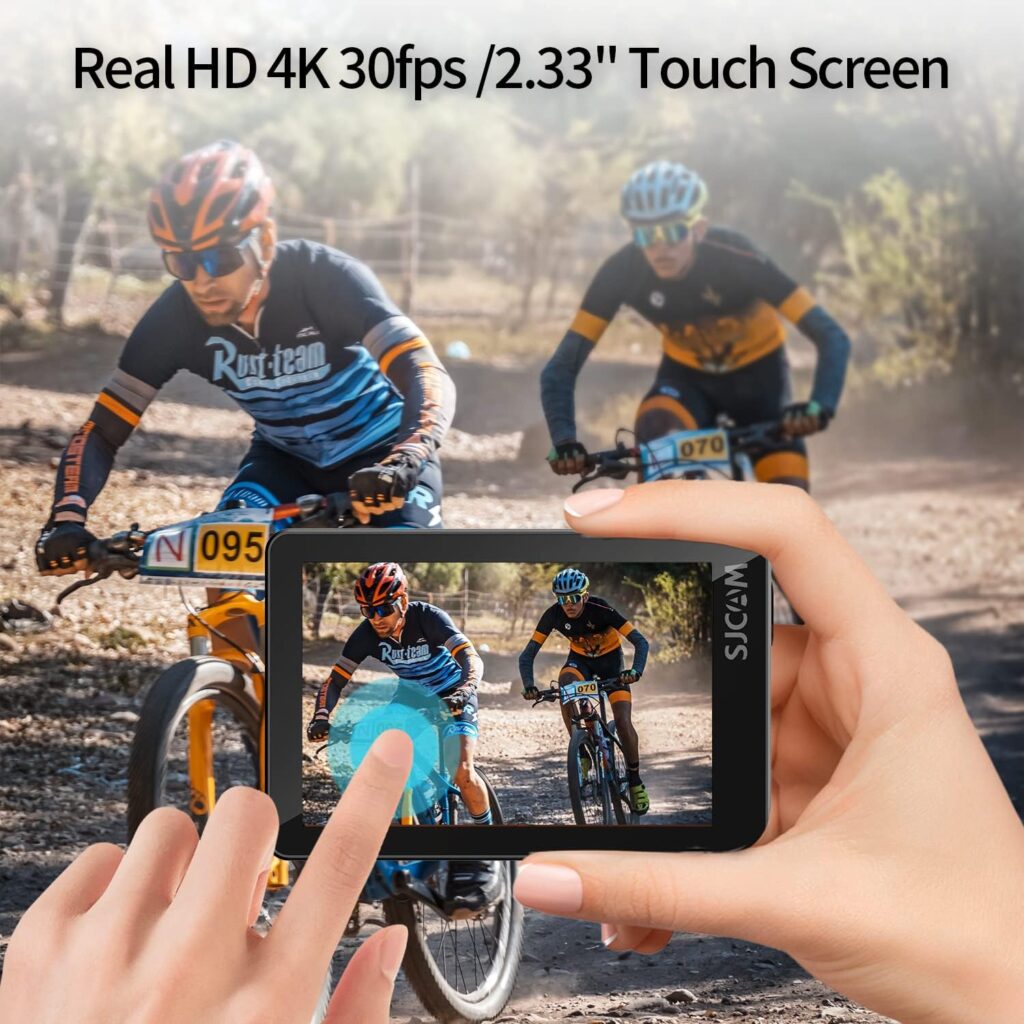 SJCAM SJ4000 Action Camera 4K30fps 40MP WiFi Camera with Stabilization,Underwater Waterproof Camera with 170°FOV,5X Zoom,Dual Batteries,32G SD Card and Helmet Mount Accessories Kits