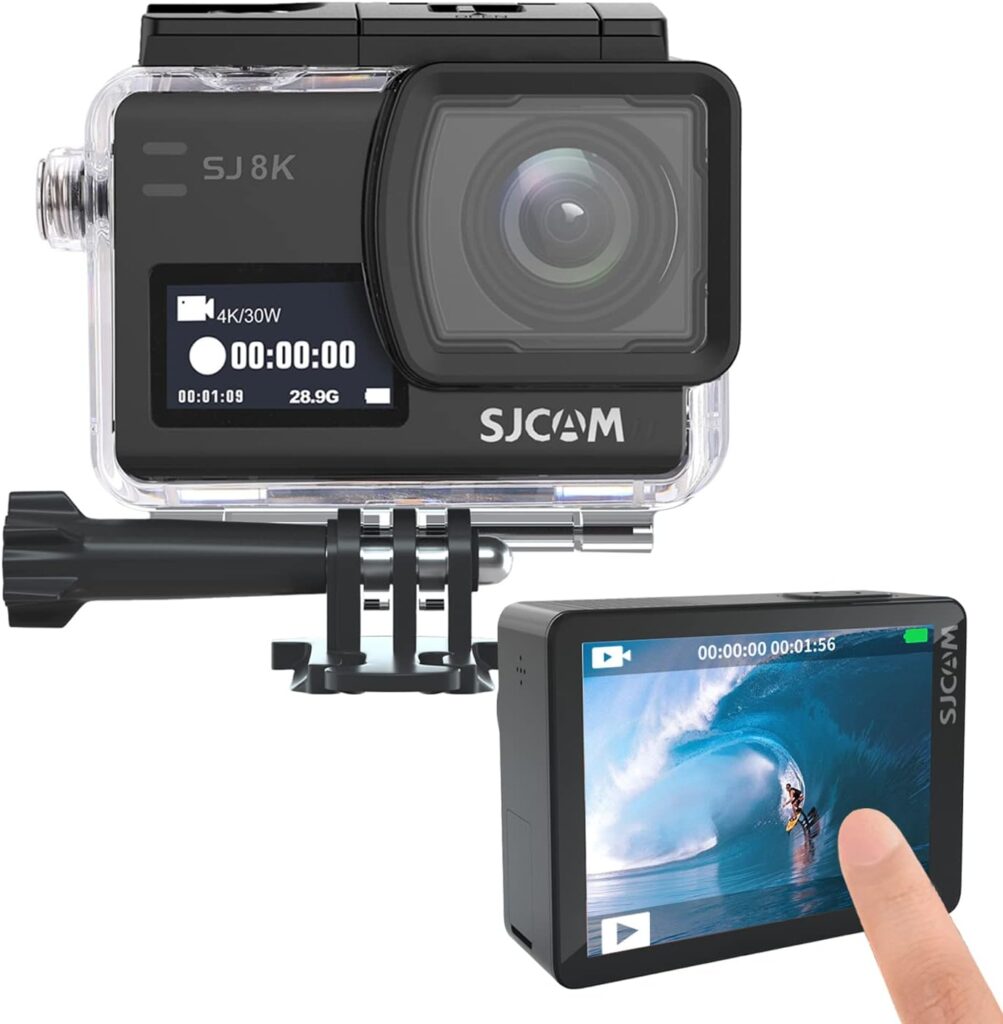 SJCAM SJ4000 Action Camera 4K30fps 40MP WiFi Camera with Stabilization,Underwater Waterproof Camera with 170°FOV,5X Zoom,Dual Batteries,32G SD Card and Helmet Mount Accessories Kits