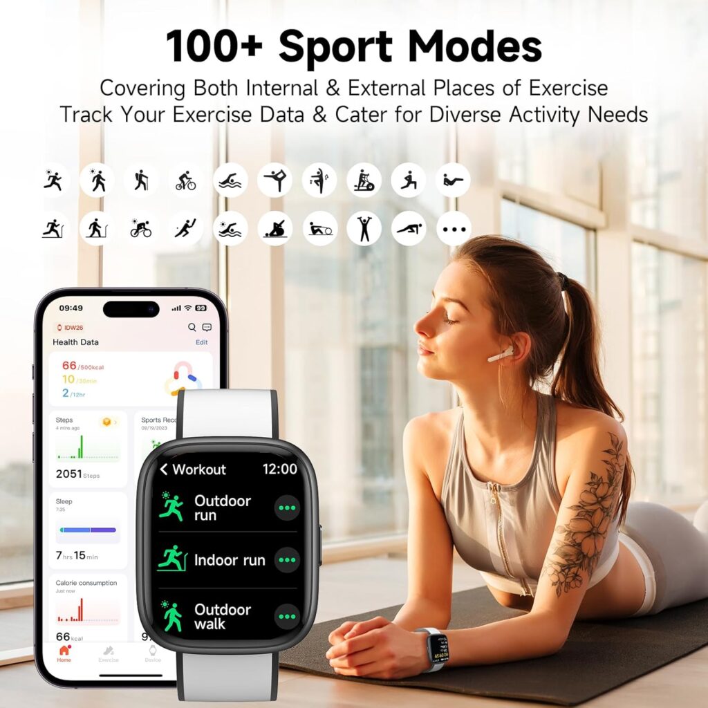 Smart Watch for Men Women,Alexa Built-in Smartwatch(Answer/Make Calls),1.83 HD Fitness Tracker,IP68 Waterproof 100+ Sport Mode Activity Tracker,Heart Rate SpO2 Sleep Monitor,iOS Android Compatible