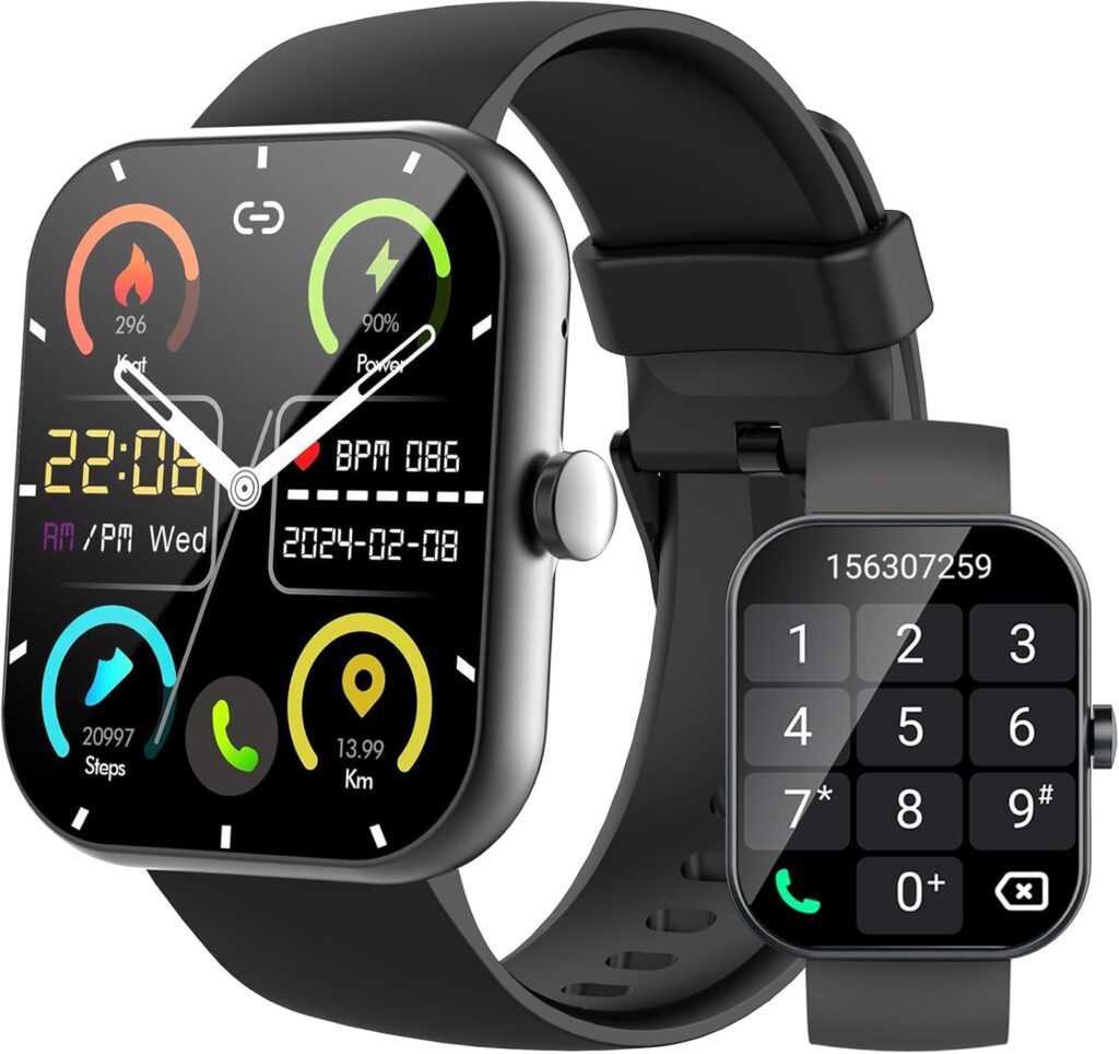 Smart Watch(Answer/Make Calls), 1.96 HD Smartwatches for Men Women, Fitness Tracker with Heart Rate SpO2 Sleep Monitor, Pedometer, 100+ Sport Modes, IP68 Waterproof, Activity Tracker for iOS Android