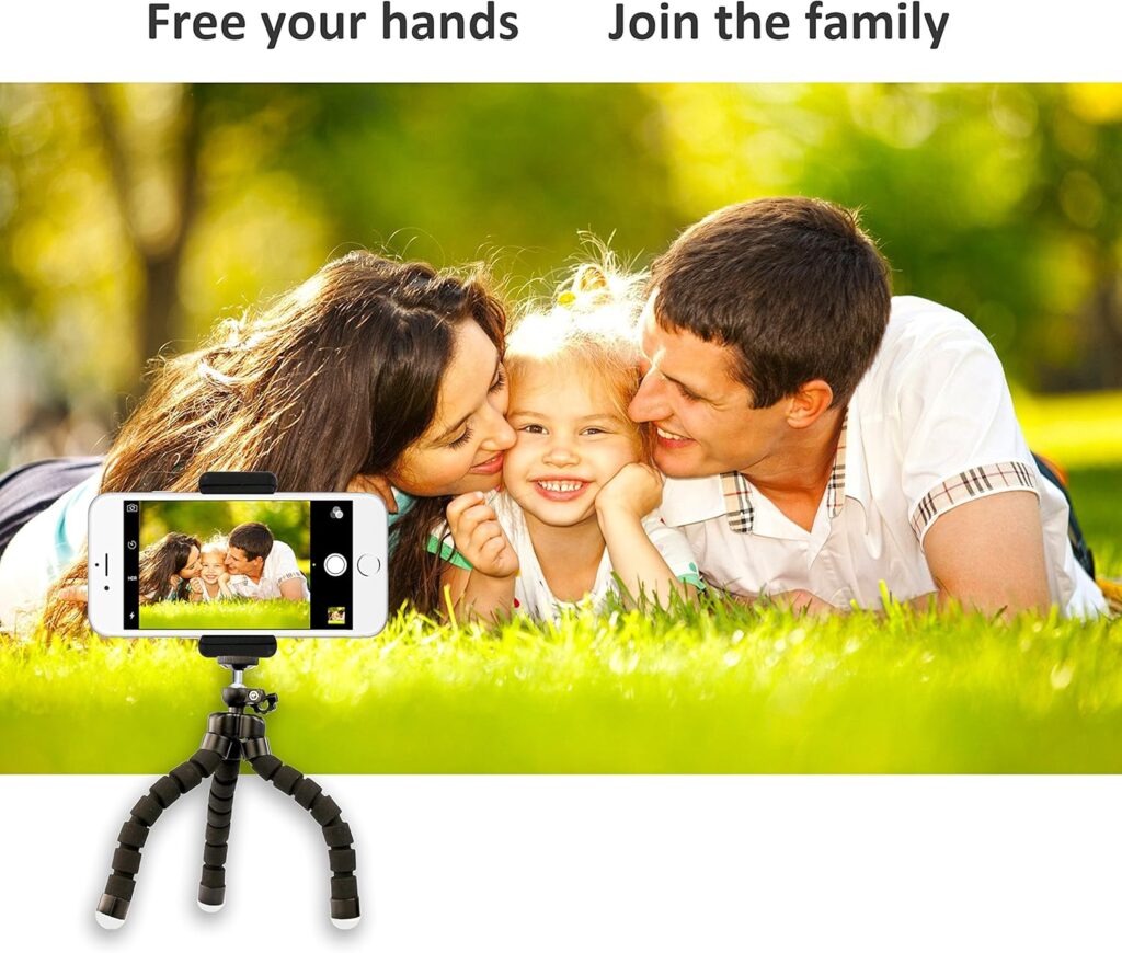UBeesize Camera Tripod with Remote, Flexible Tripod Stand with Phone Holder and Action Camera Mount Adapter for iPhone Samsung Cellphones, Canon Nikon Sony Cameras