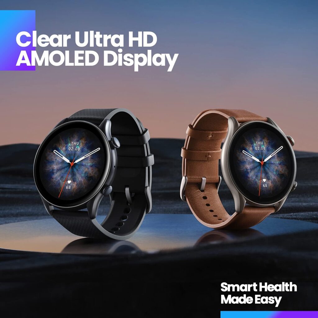 Amazfit GTR 3 Smart Watch 46mm for Android iPhone, 21-Day Battery Life, Alexa Built-in, GPS, Fitness Tracker with 150+ Sports Modes, AMOLED Display, Heart Rate Sleep Health Tracker, Black