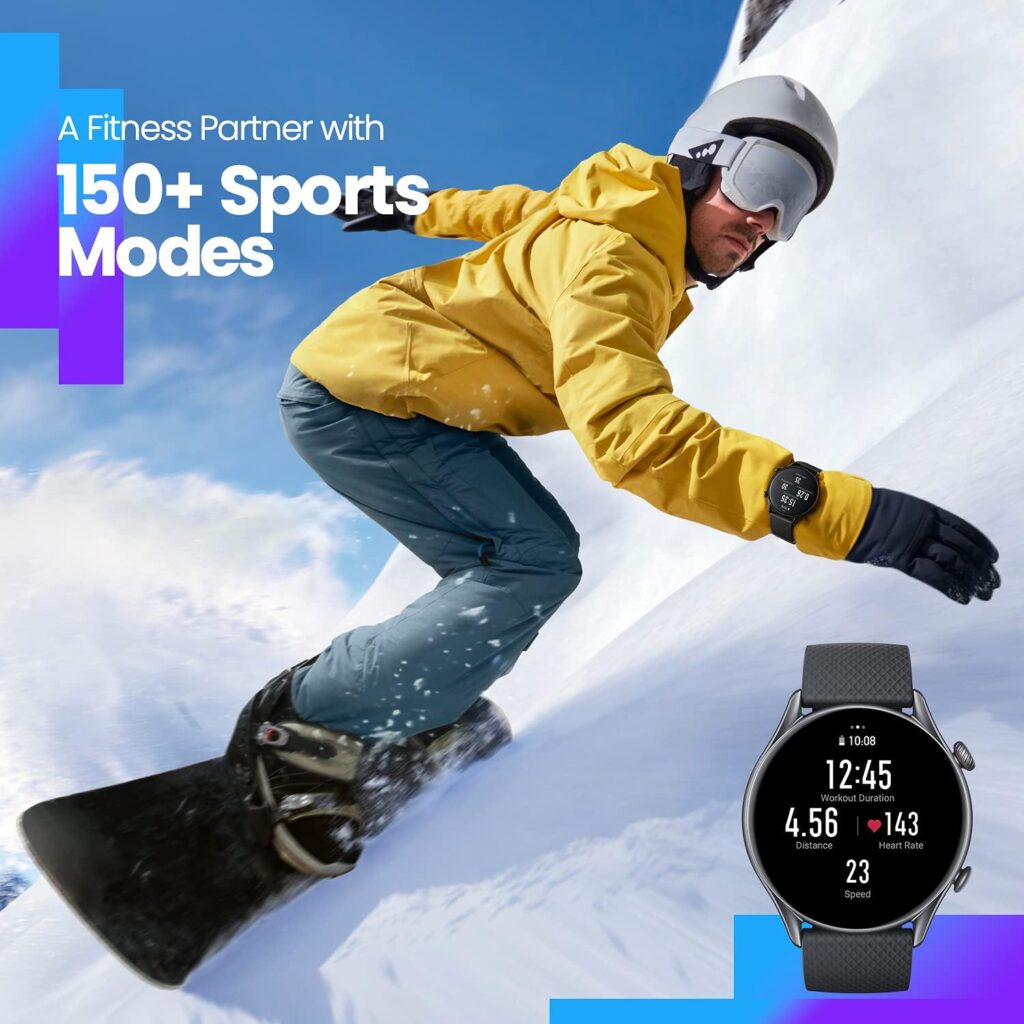 Amazfit GTR 3 Smart Watch 46mm for Android iPhone, 21-Day Battery Life, Alexa Built-in, GPS, Fitness Tracker with 150+ Sports Modes, AMOLED Display, Heart Rate Sleep Health Tracker, Black
