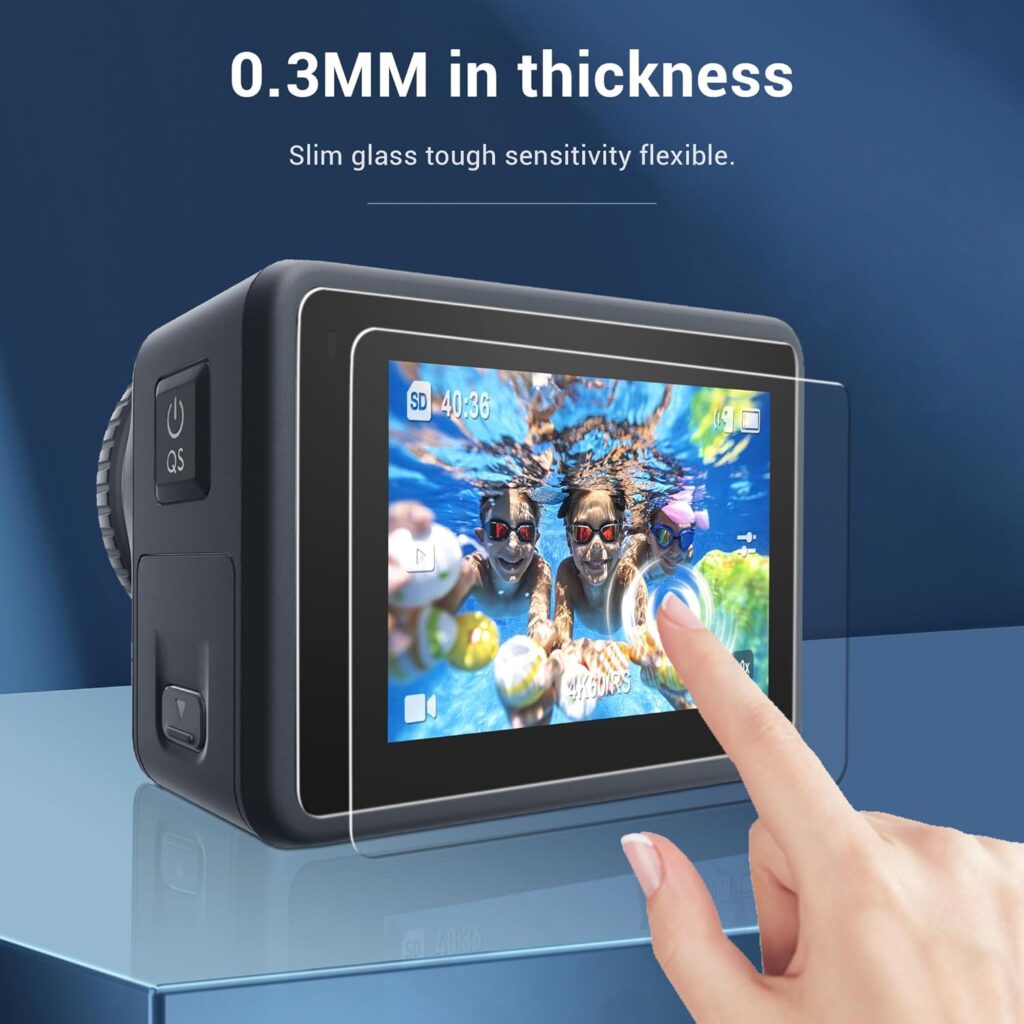 CYNOVA DJI Osmo Action 4 Screen Protector, 9H Ultra Clear Screen Protector Tempered Glass for DJI Osmo Action 4 Accessories, Osmo Action 4 Lens Protector + Tempered Glass LCD Display Film, Anti-Scrach