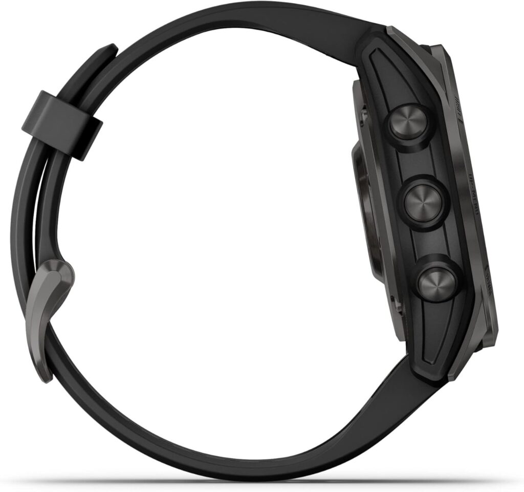 Garmin fenix 7X Sapphire Solar, Larger sized adventure smartwatch, with Solar Charging Capabilities, rugged outdoor watch with GPS, touchscreen, wellness features, black DLC titanium with black band