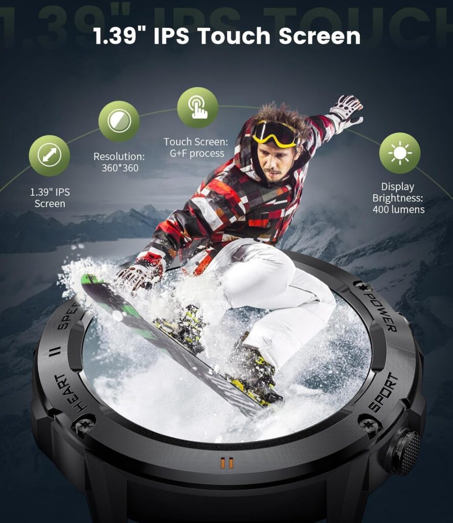 Military Smart Watch for Men(Answer/Dial Calls),100 Sports Modes, 5ATM Waterproof Fitness Watch with Heart Rate/SpO2/Blood Pressure for Android and iOS,1.39HD DIY Screen Smart Watch