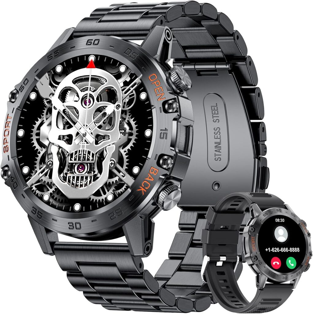 Military Smart Watch for Men(Answer/Dial Calls),100 Sports Modes, 5ATM Waterproof Fitness Watch with Heart Rate/SpO2/Blood Pressure for Android and iOS,1.39HD DIY Screen Smart Watch