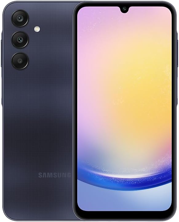 Samsung Galaxy A25 5G (SM-A256E/DS), 128GB 6GB RAM, Dual SIM, Factory Unlocked GSM, International Version (Wall Charger Bundle) - (Blue Black)