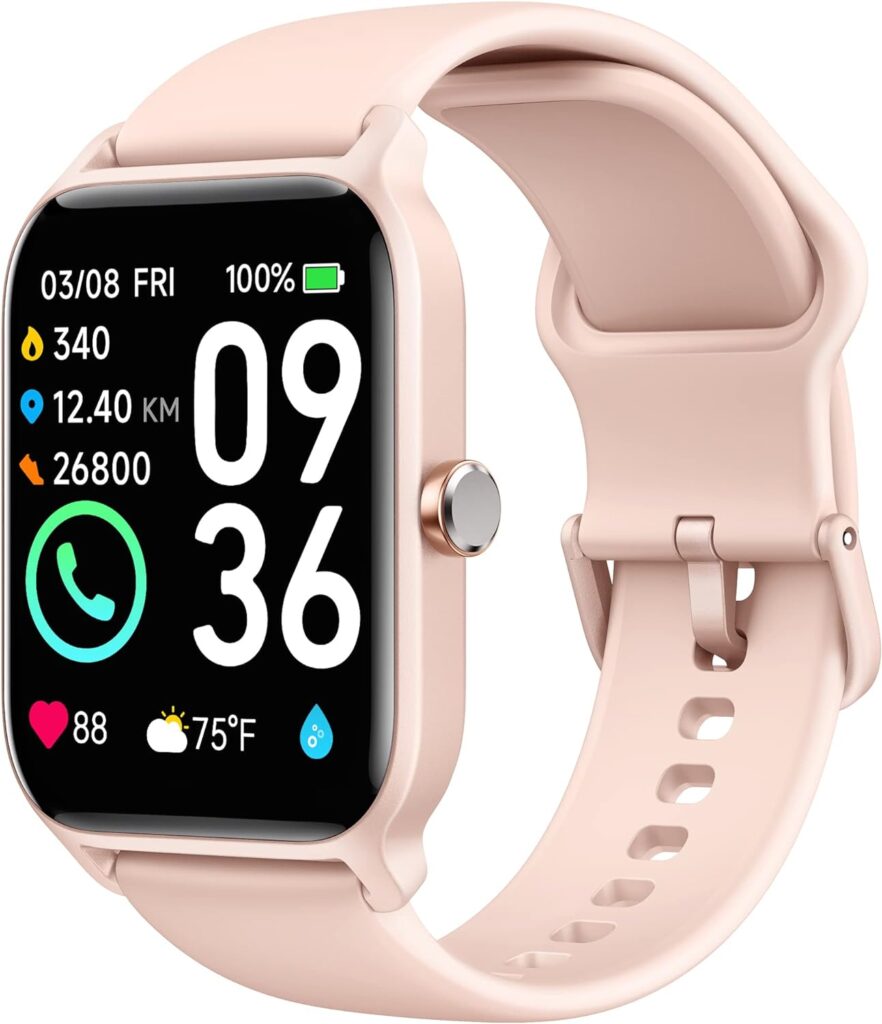 Smart Watch for Women - 1.8 Full Touch HD Screen, 24-Hour Heart Rate, Blood Oxygen, Sleep Monitor, Alexa Built-in, IP68 Waterproof, 100 Sports Modes, Unisex