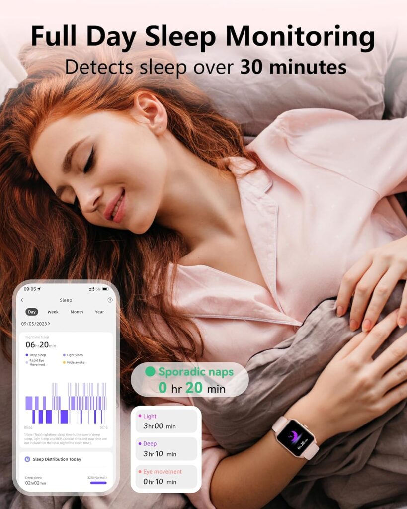 Smart Watch for Women iPhone  Android Compatible, 1.8 Fitness  Sleep Tracker with Calls/Text, Smartwatch IP68 Waterproof, 110+ Sport Modes, Heart Rate/SpO2 Monitor