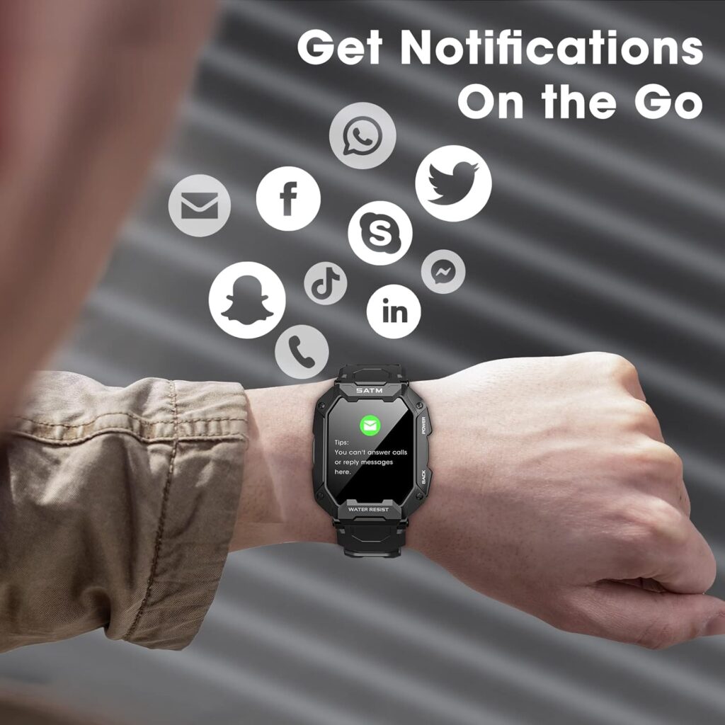Military Smart Watch for Men with Blood Pressure (Answer/Make Call), Rugged Tactical Smartwatch for Android and iPhone, 10 ATM Waterproof Outdoor Sports Fitness Tracker with Heart Rate, Sleep Monitor