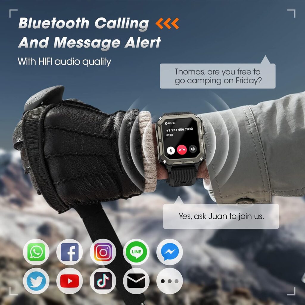 Military Smart Watch for Men with Blood Pressure (Answer/Make Call), Rugged Tactical Smartwatch for Android and iPhone, 10 ATM Waterproof Outdoor Sports Fitness Tracker with Heart Rate, Sleep Monitor