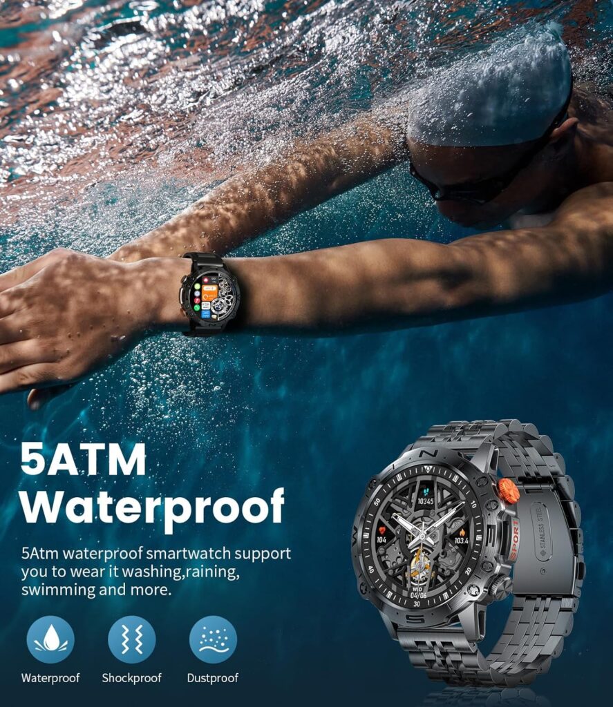 Military Smart Watch for Men(Answer/Dial Calls),1.43 AMOLED Always-on Display,Fitness Tracker 126+ Sports Modes/IP68/Heart Rate/Sleep/SpO2/Blood Pressure,Tactical Outdoor Rugged Watch for iOS Android